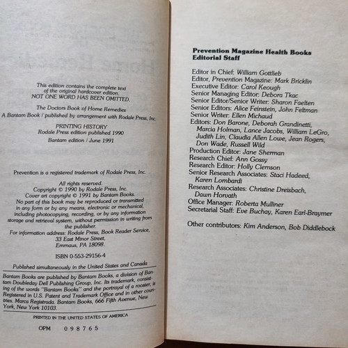 The Doctors Book of Home Remedies used, English book