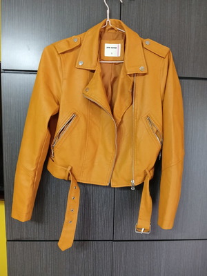 Pink Woman women's faux leather jacket size S like new, orange