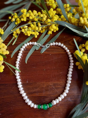 Necklace with pearls used, 42cm