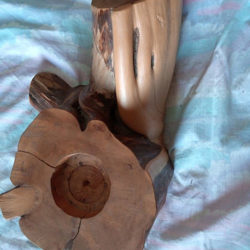 Wooden handmade decorative cedar candle holder large size made to order