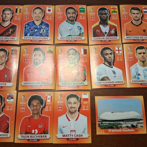 World Cup Qatar 2022 stickers like new, set of 14