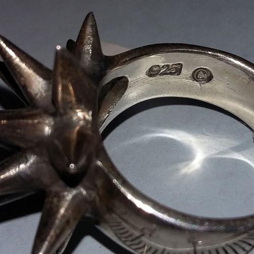 Silver ring 925 new, black and silver
