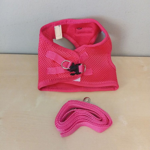 DogFed pink step-in dog harness with leash like new