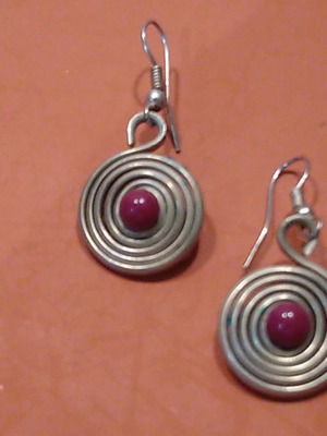 Earrings with purple beads