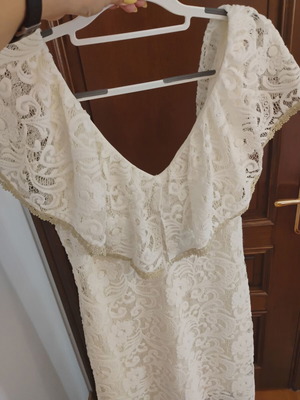 BeYou lace dress like new, white and gold, size L