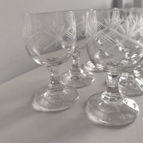 Vintage crystal liqueur glasses, set of 6