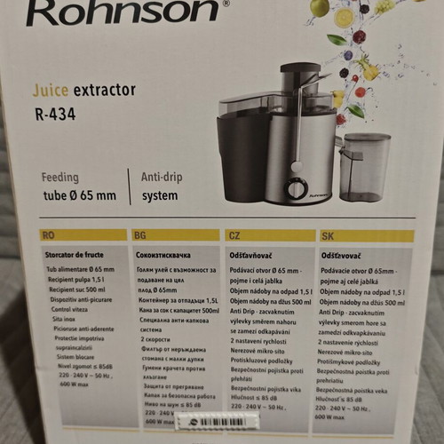 Rohnson R-434 electric juice extractor 600 W inox like new