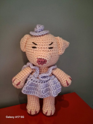 Handmade knitted piglets new with keychain