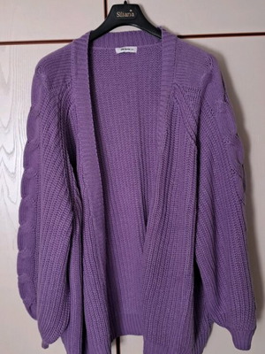Pink Woman knitted women's cardigan like new, lilac color, size M-L