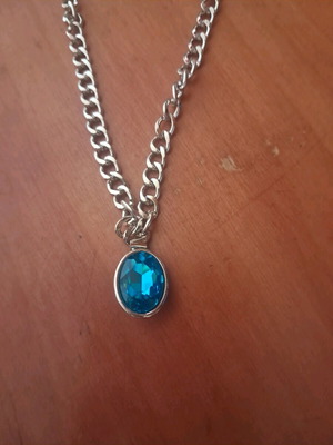 Necklace with stainless chain turquoise and silver made to order