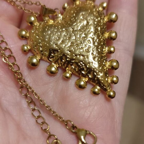 Heart pendant new, stainless steel, gold color