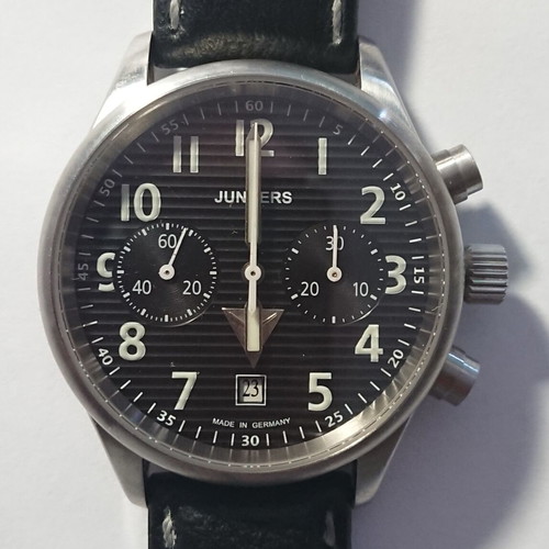 Junkers JU 52 Corrugated Sheet 6216-2 mechanical chronograph used, black