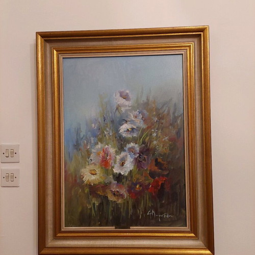 Painting Fotini Mouratidou with flowers like new