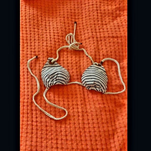 Striped triangle bikini top Marks & Spencer used with braided straps
