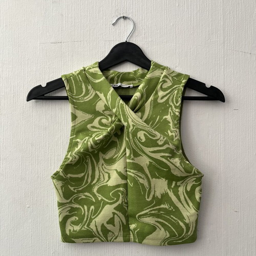 Crop top Zara like new, size S, white and green