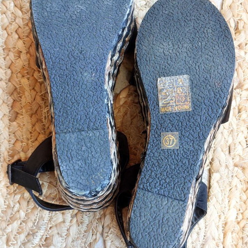 FlyFor Espadrille Platform Sandals like new, size 37, black and beige
