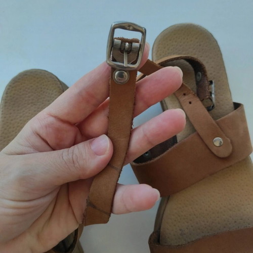 Leather flatforms used, brown sandals with high platform