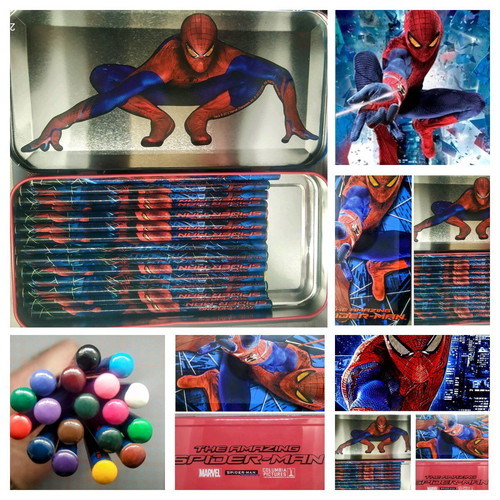 Spider Man pencil case with 18 colored Disney/Marvel pencils new