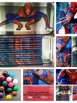 Spider Man pencil case with 18 colored Disney/Marvel pencils new