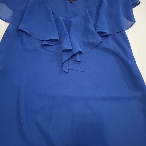 Lucifair Royal Blue Blouse like new, size 48, chiffon with ruffles
