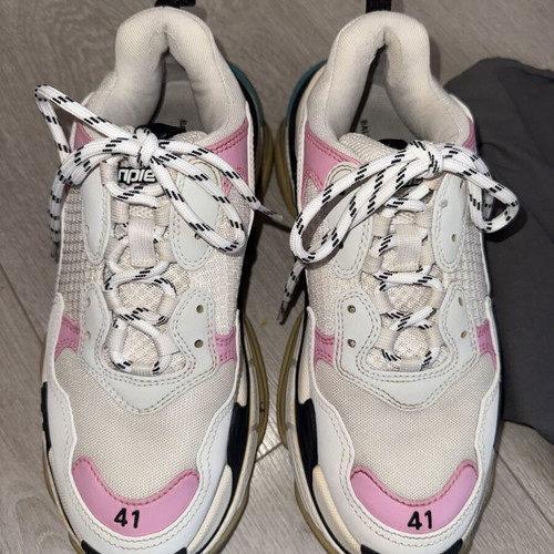 Balenciaga Triple S Sneakers used, white pink turquoise, size 41