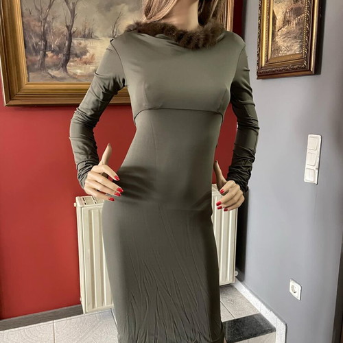 olive green mother of bride dress Sheath V-Neck Maxi Elastic Satin the Dresses Cold Shoulder Formal Gown COCOMELODY CM0325, 3 Days / / US16 Formal Dresses Moss Green Mother Of The