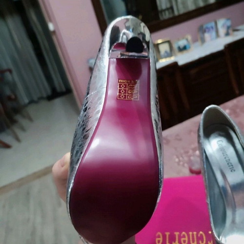 Silver peep-toe pumps new, size 37-37.5