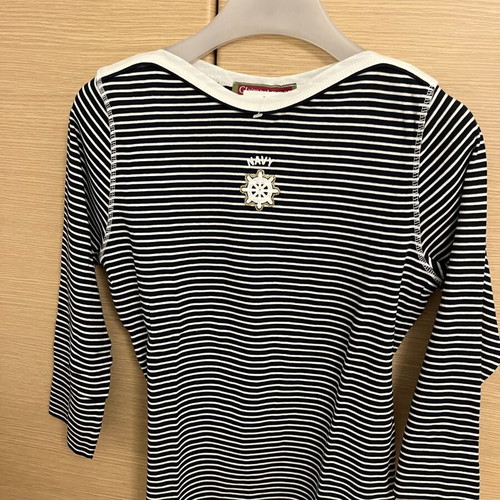 Vintage striped 3/4 sleeve blouse new, size M