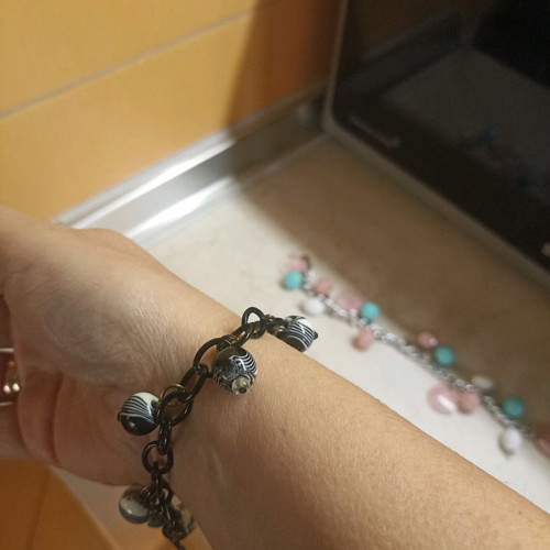 Beaded bracelets used, pack of 2, colorful and black and white