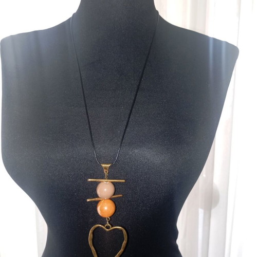 Necklace new with tag, beige and orange