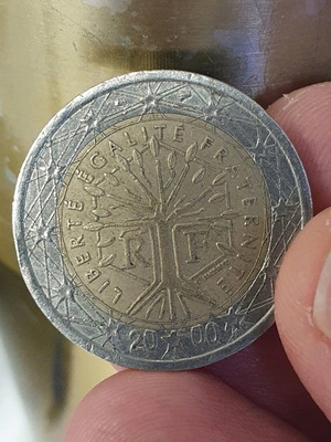 Νόμισμα 2€ Δέντρο της Ζωής Γαλλίας μεταχειρισμένο με σπάνια λάθη κοπής