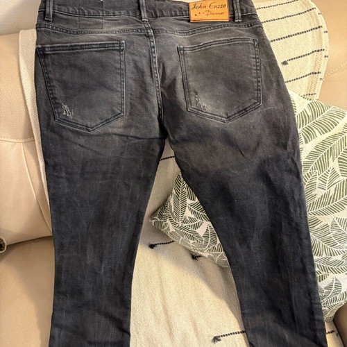 John Enzzo Black Slim Jean with Rips like New, Size W33