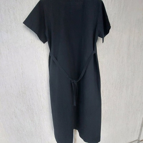 Black linen and cotton dress with embroidery XL like new
