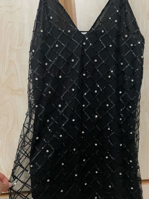 Black short dress with rhinestones like new, size Small