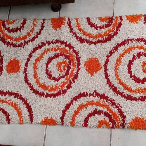 Runner rug used 2.60x0.66 beige orange burgundy