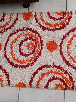Runner rug used 2.60x0.66 beige orange burgundy