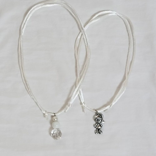 Set of 3 adjustable handmade necklaces with white and turquoise cords