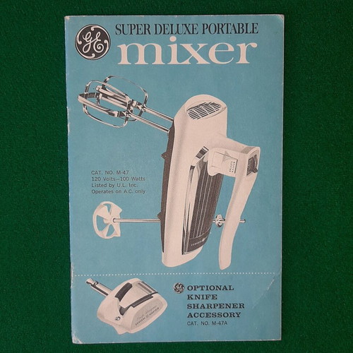 General Electric Antique Hand Mixer used with box and 5 tools