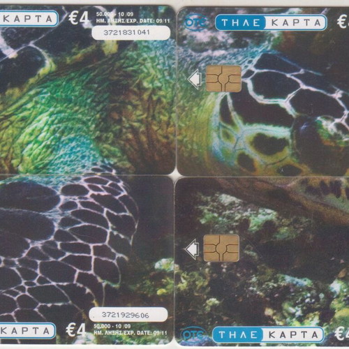 Greek Phone Cards Sea Turtle Puzzle 4 cards used, opened