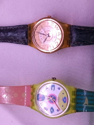 Swatch vintage used collectible watches LJ Polar ice 1992 and LJ 139 Bleached watch 1991