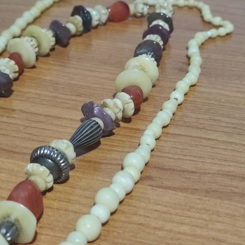 Necklaces from camel bone and semi-precious stones like new