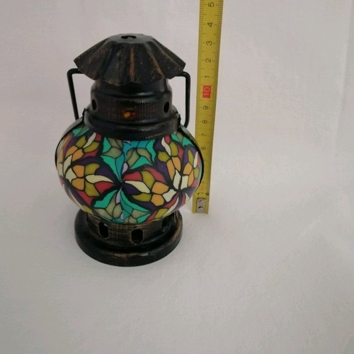 Brass hanging lantern vintage with mosaic designs like new