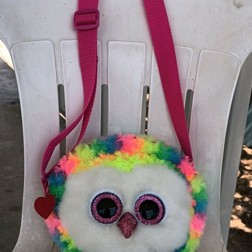 Fluffy plush shoulder bag Ty like new, colorful owl