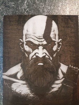 God of War wood engraving made to order 20x16