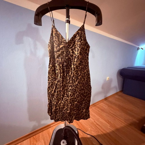 Zara satin mini dress like new, brown and green