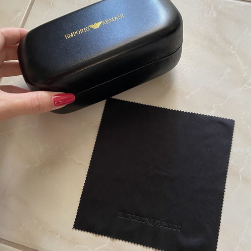 Emporio Armani glasses case and cleaning cloth used, black