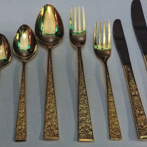 Cosmos Golden Fresco Cutlery Set 100 Pieces Gold Plated New