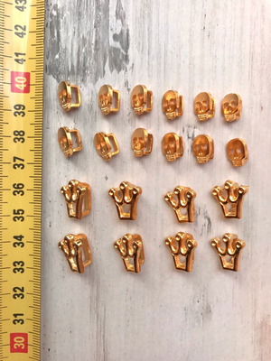 Pack of 20 gold metal beads for cord skulls and crowns like new