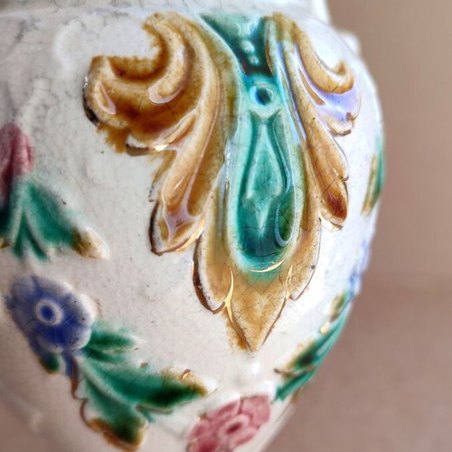Majolica ceramic vase Rörstrand used, 19th century antique