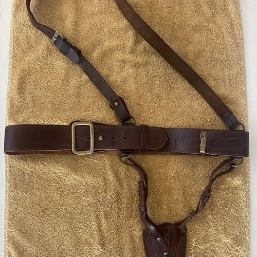 Military belt Sam Brown officer Greek army like new with sword frog